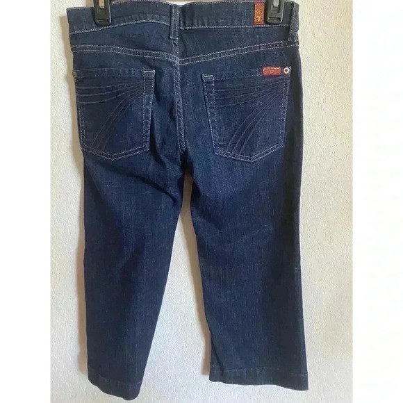 7 For All Mankind Dojo Crop Dark Wash Denim Capri Length Jeans Size 27 - Picture 3 of 9